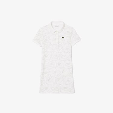  Kız Çocuk Baskılı Beyaz Elbise