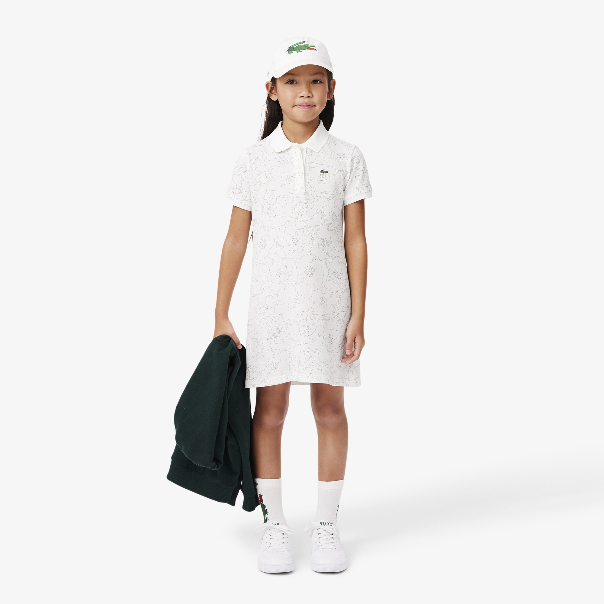 Kız Çocuk Baskılı Beyaz Elbise