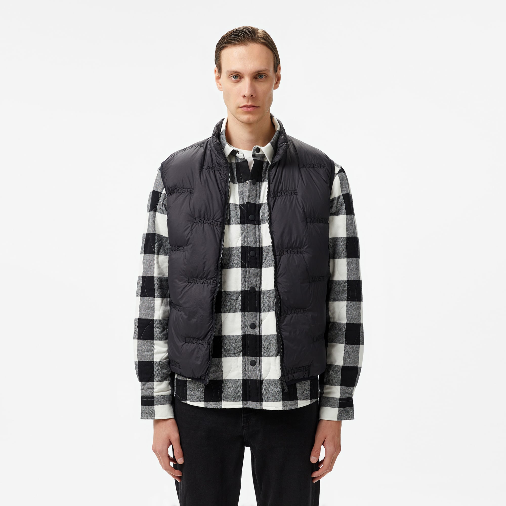  Erkek Dik Yaka Kapitone Siyah Yelek