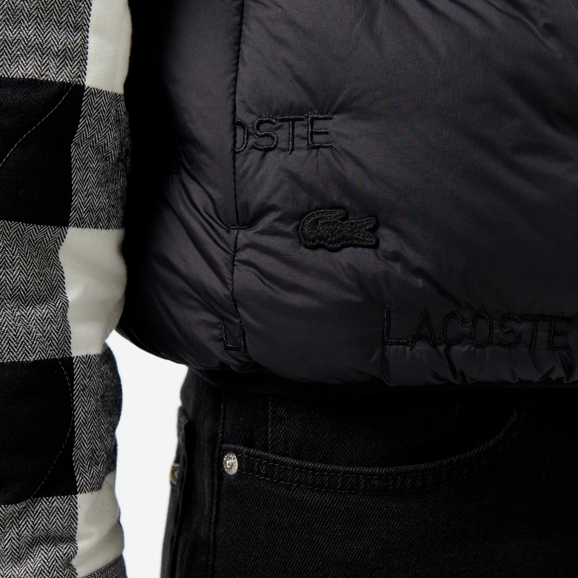 Erkek Dik Yaka Kapitone Siyah Yelek