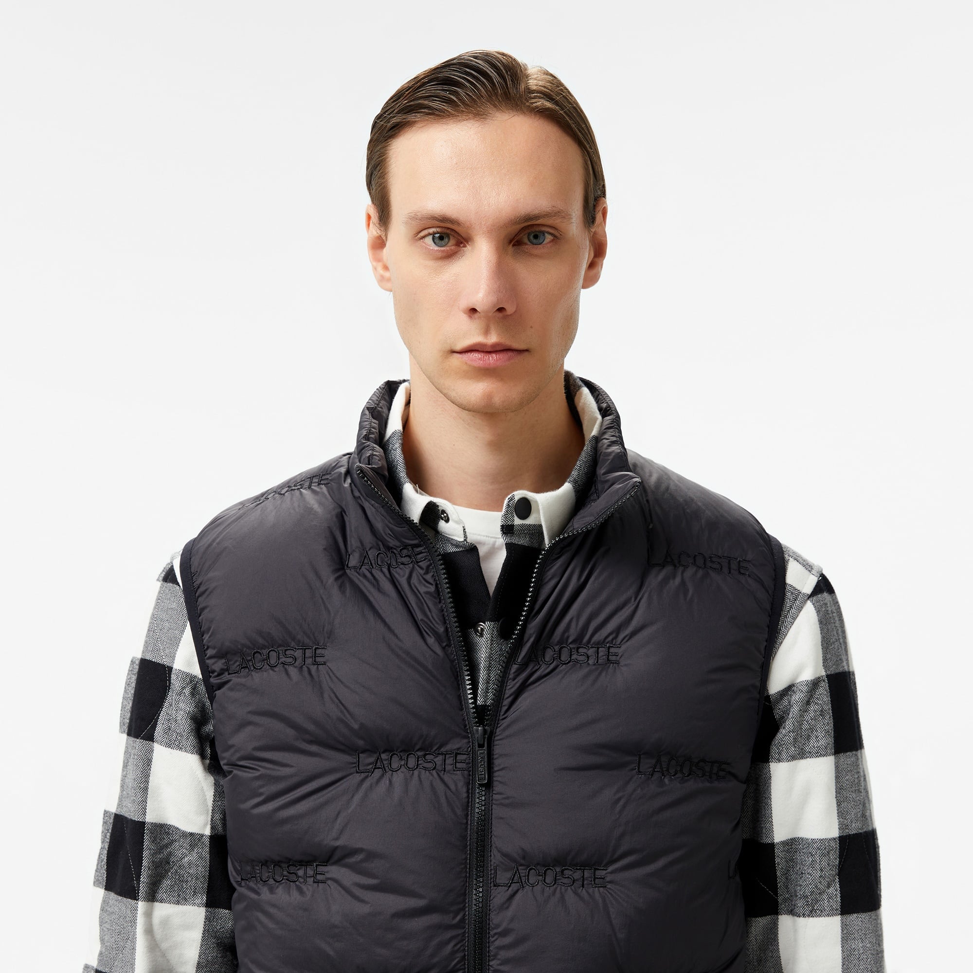 Erkek Dik Yaka Kapitone Siyah Yelek