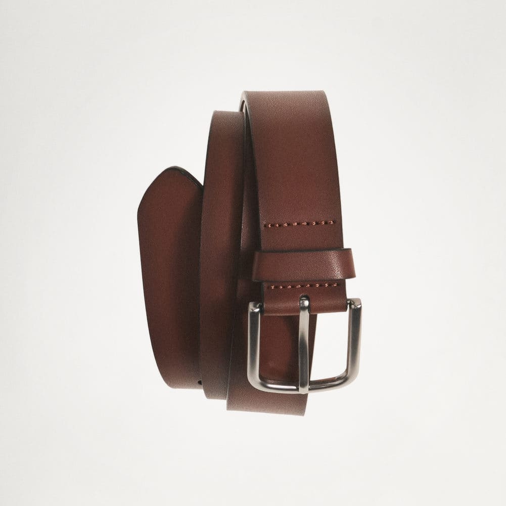 Mango Erkek Pürtüklü Deri Kemer Kahverengi