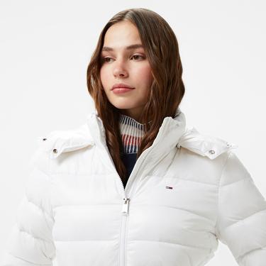  Tommy Hilfiger Jeans Tonal Hooded Down Kadın Beyaz Ceket