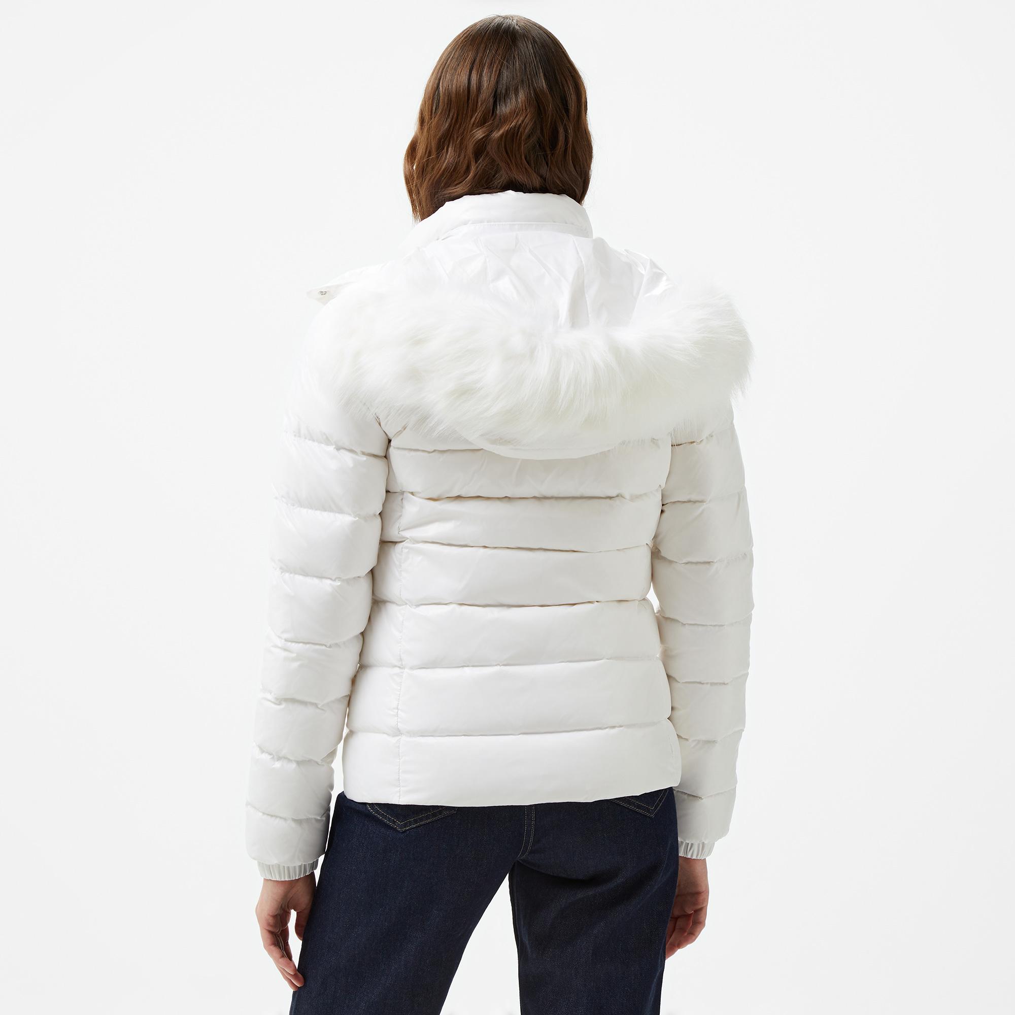 Tommy Hilfiger Jeans Tonal Hooded Down Kadın Beyaz Ceket