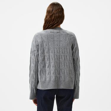  Tommy Hilfiger Soft Wool Cable Kadın Gri Hırka