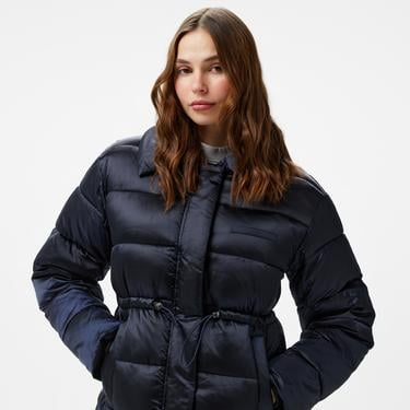  Calvin Klein Padded Satın Drawstringjacket Kadın Lacivert Mont
