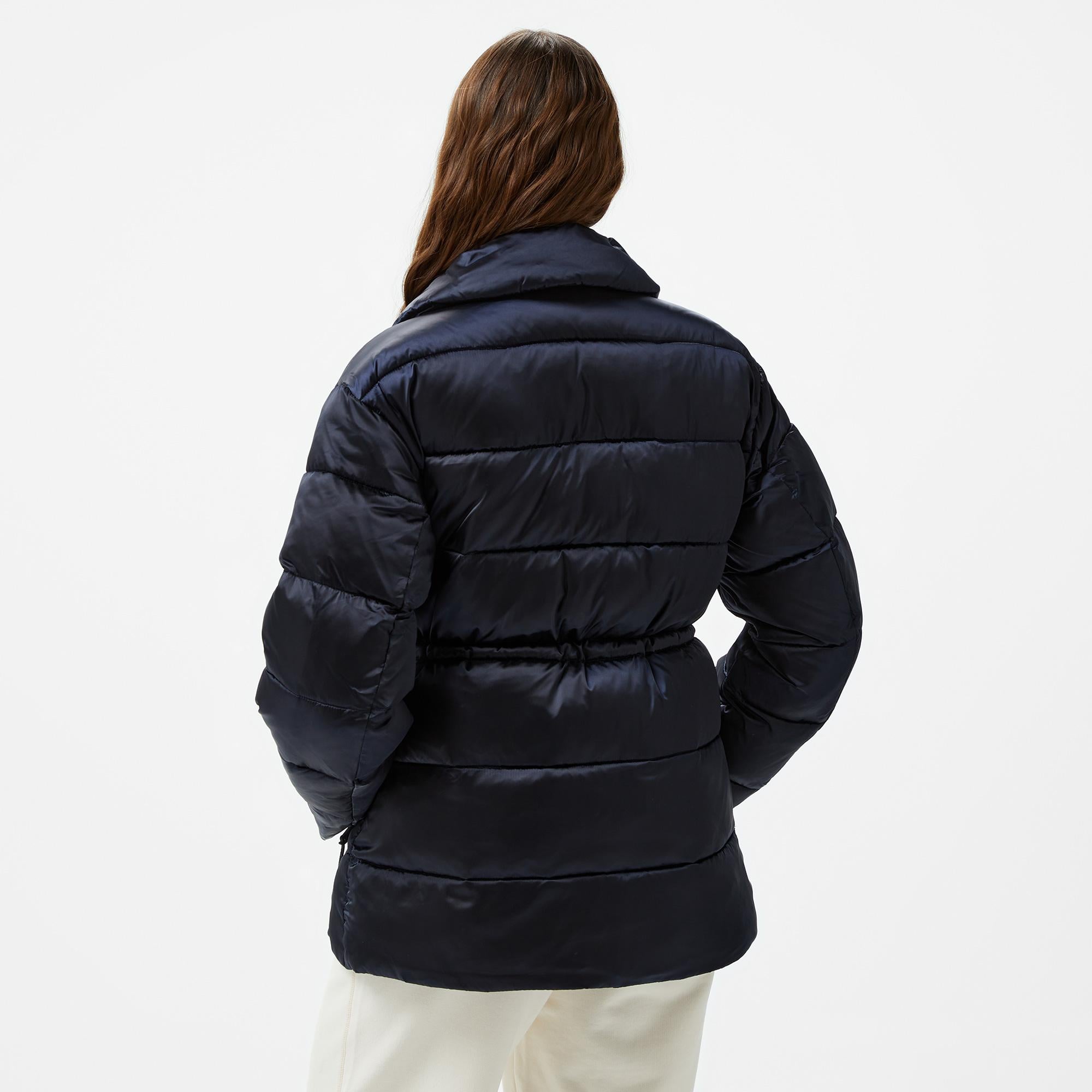 Calvin Klein Padded Satın Drawstringjacket Kadın Lacivert Mont