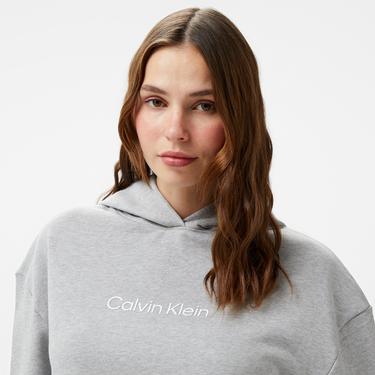  Calvin Klein Hero Logo Kadın Gri Hoodie