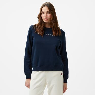  Tommy Hilfiger Jeans Linear Crew Kadın Lacivert Sweatshirt
