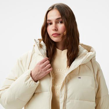  Tommy Hilfiger Jeans Vail Puffer Kadın Bej Ceket