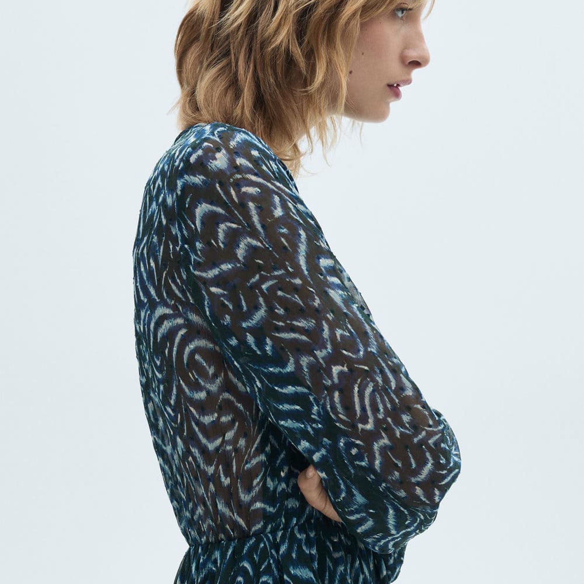 Mango Kadın Desenli Kısa Elbise Yeşil