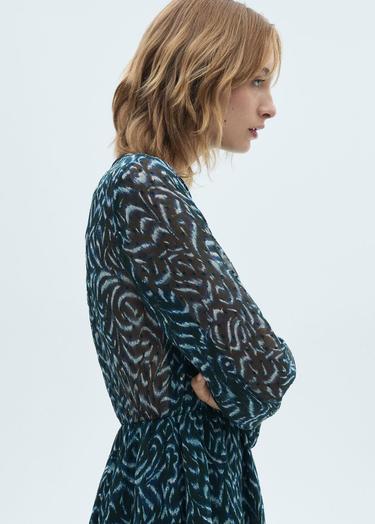  Mango Kadın Desenli Kısa Elbise Yeşil