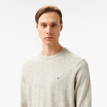  Tommy Hilfiger Pima Crew Neck Erkek Krem Kazak