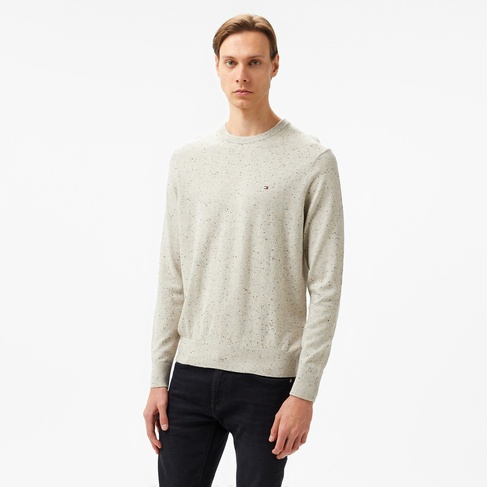  Tommy Hilfiger Pima Crew Neck Erkek Krem Kazak