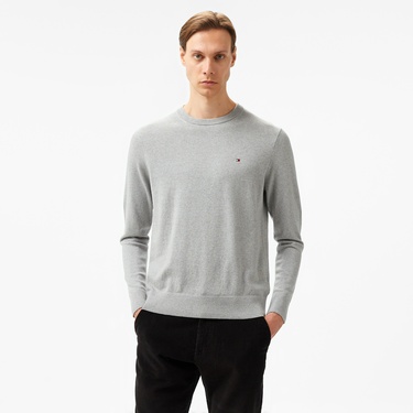  Tommy Hilfiger Pima Crew Neck Erkek Gri Kazak