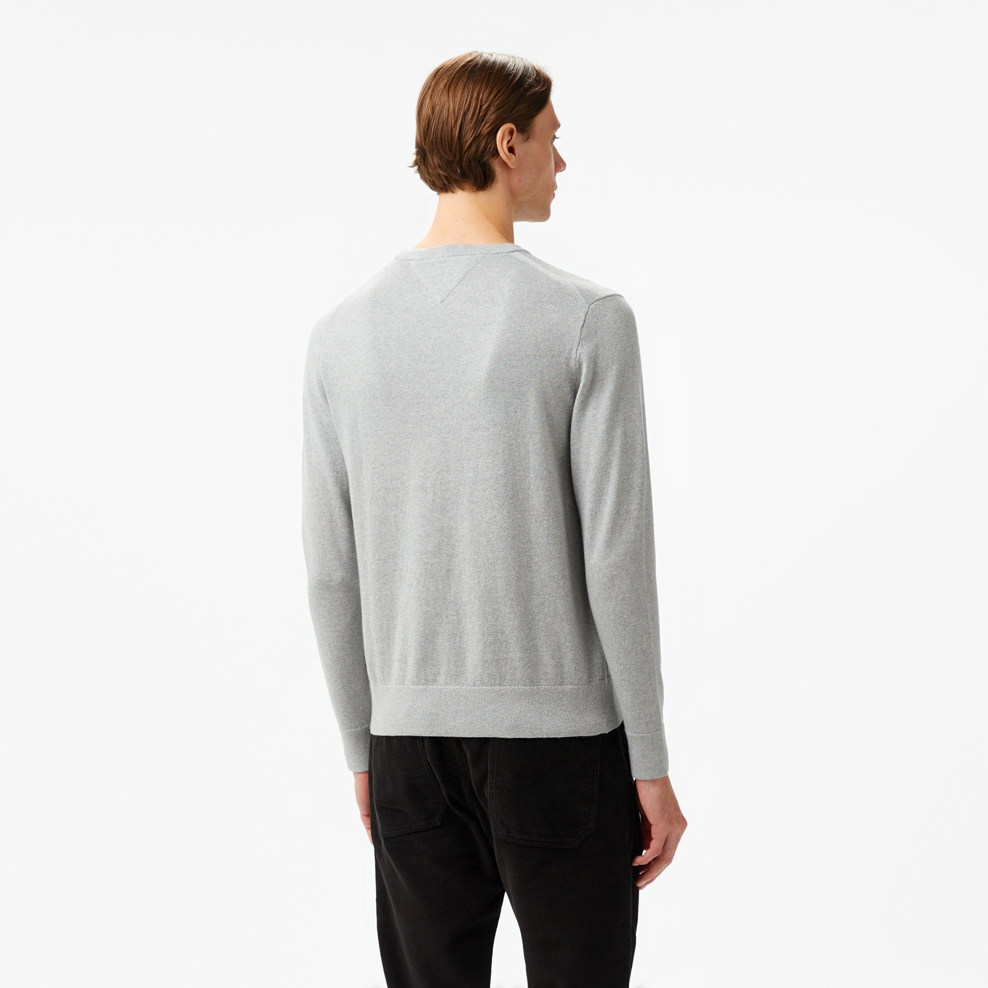 Tommy Hilfiger Pima Crew Neck Erkek Gri Kazak