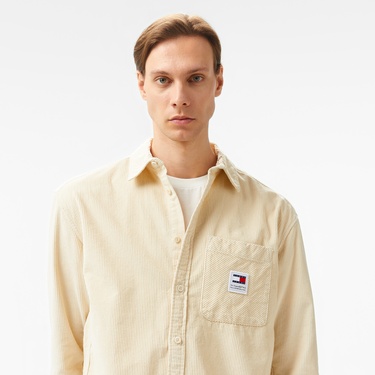  Tommy Hilfiger Jeans Corduroy Shırt Erkek Bej Gömlek