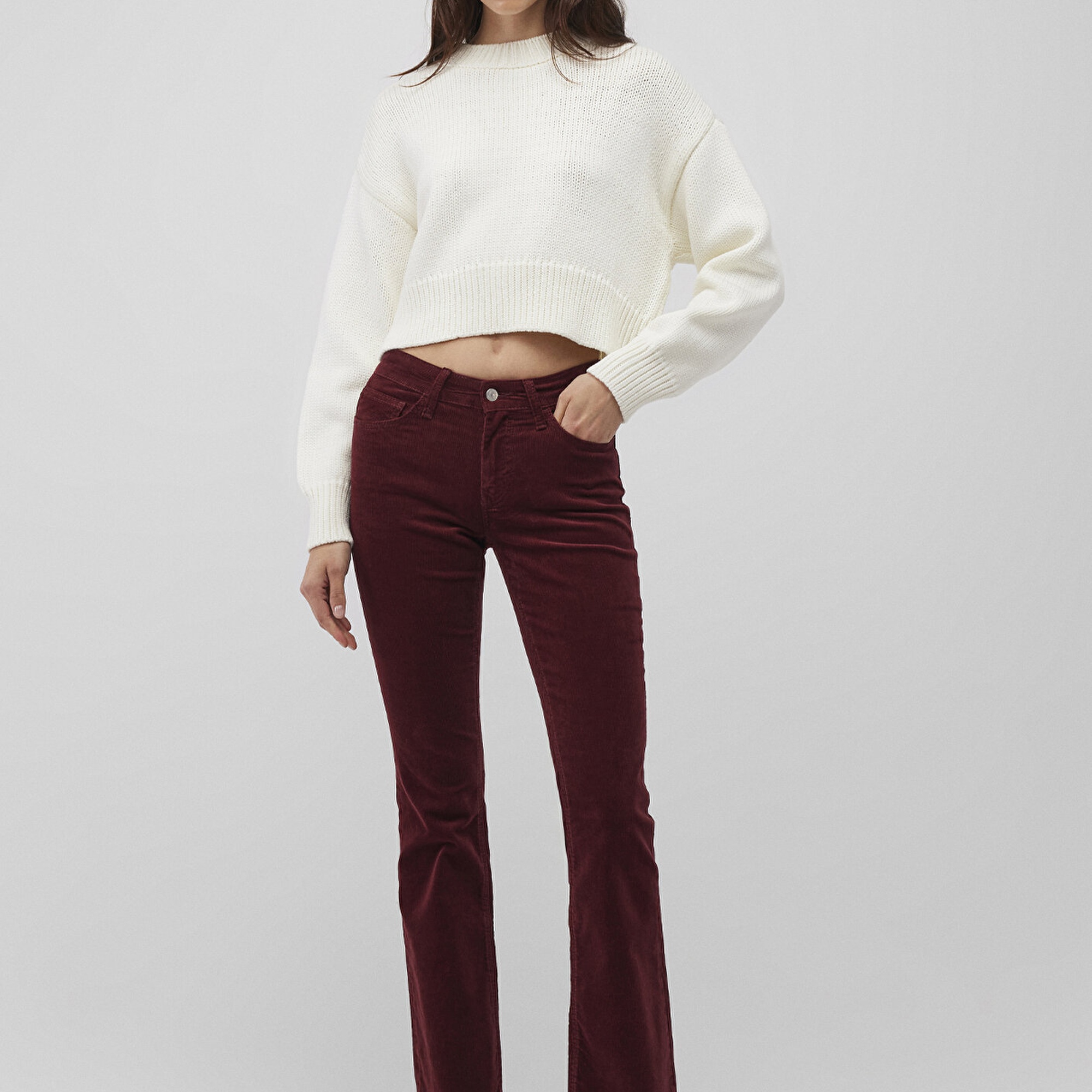 Mavi Molly Bordo Kadife Pantolon 1013689467