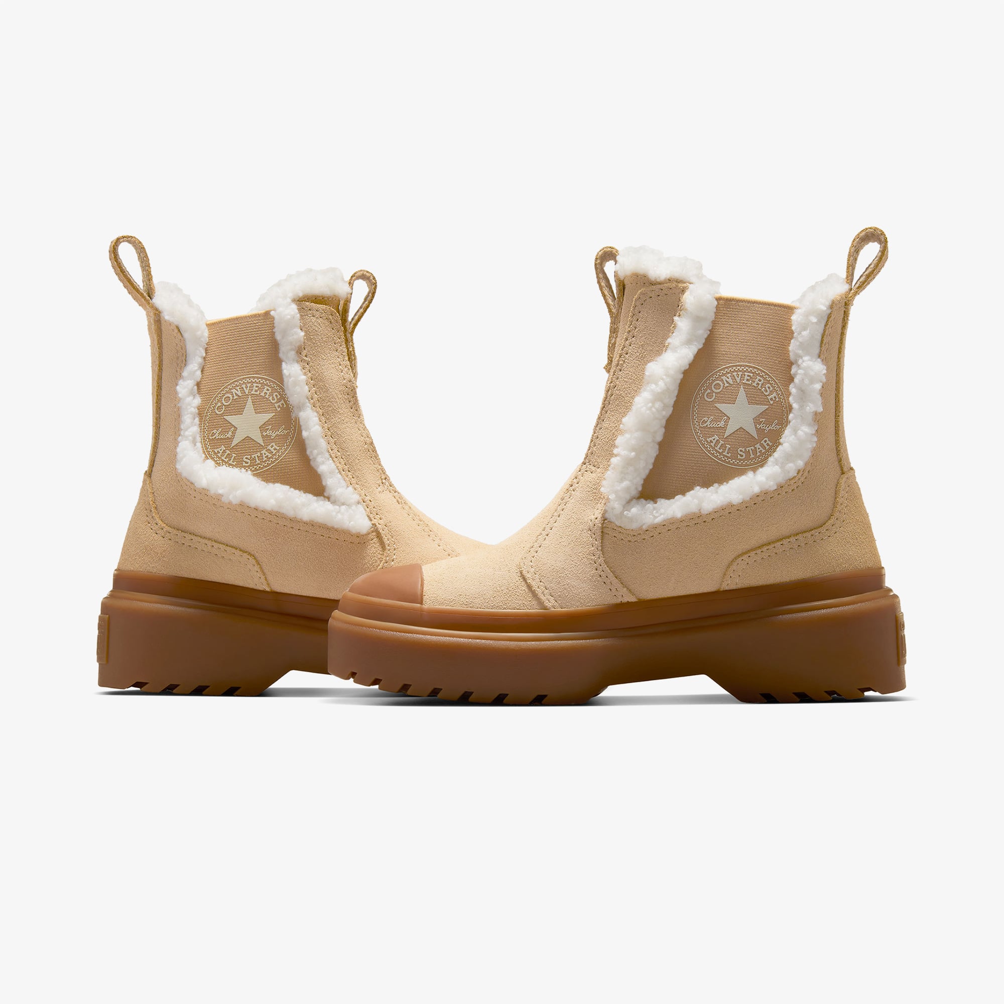 Converse Converse Kahverengi Chuck Taylor All Star Chelsea Lugged Çocuk Bej Süet Platform Bot | FashFed Kahverengi - 6. görsel