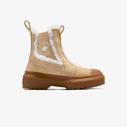  Converse Chuck Taylor All Star Chelsea Lugged Çocuk Bej Süet Platform Bot