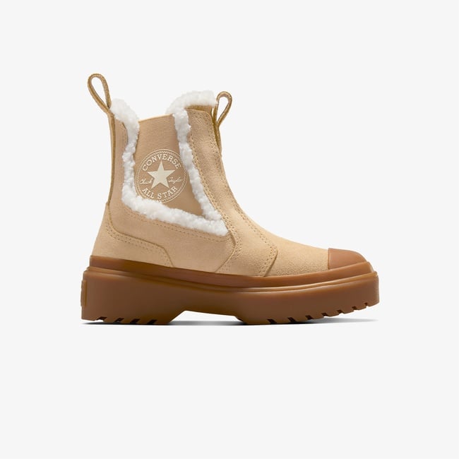  Converse Chuck Taylor All Star Chelsea Lugged Çocuk Bej Süet Platform Bot