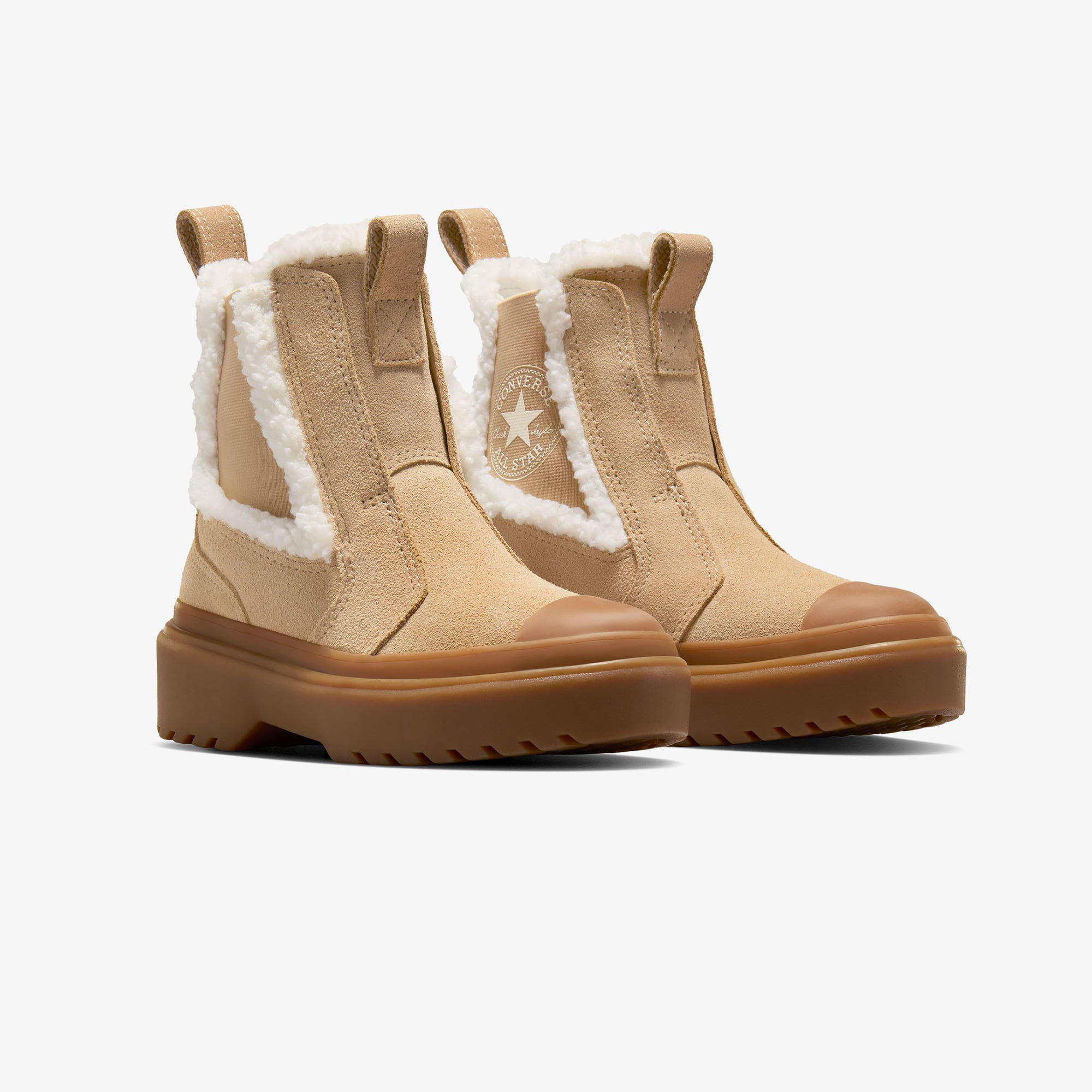 Converse Converse Kahverengi Chuck Taylor All Star Chelsea Lugged Çocuk Bej Süet Platform Bot | FashFed Kahverengi - 4. görsel