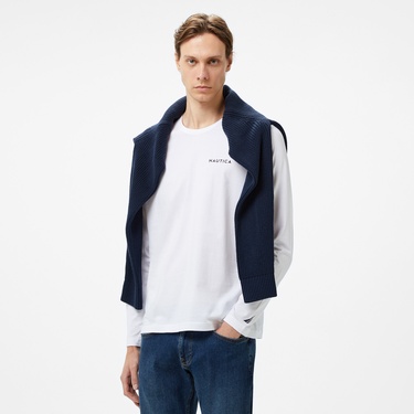  Nautica Erkek Beyaz Uzun Kollu T-Shirt