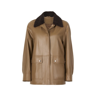  Mileni Açık Kahve Kadın Kürk Yakalı Kaban