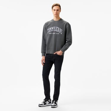  Tommy Hilfiger Jeans Tj Varsity Crew Erkek Gri Sweatshirt