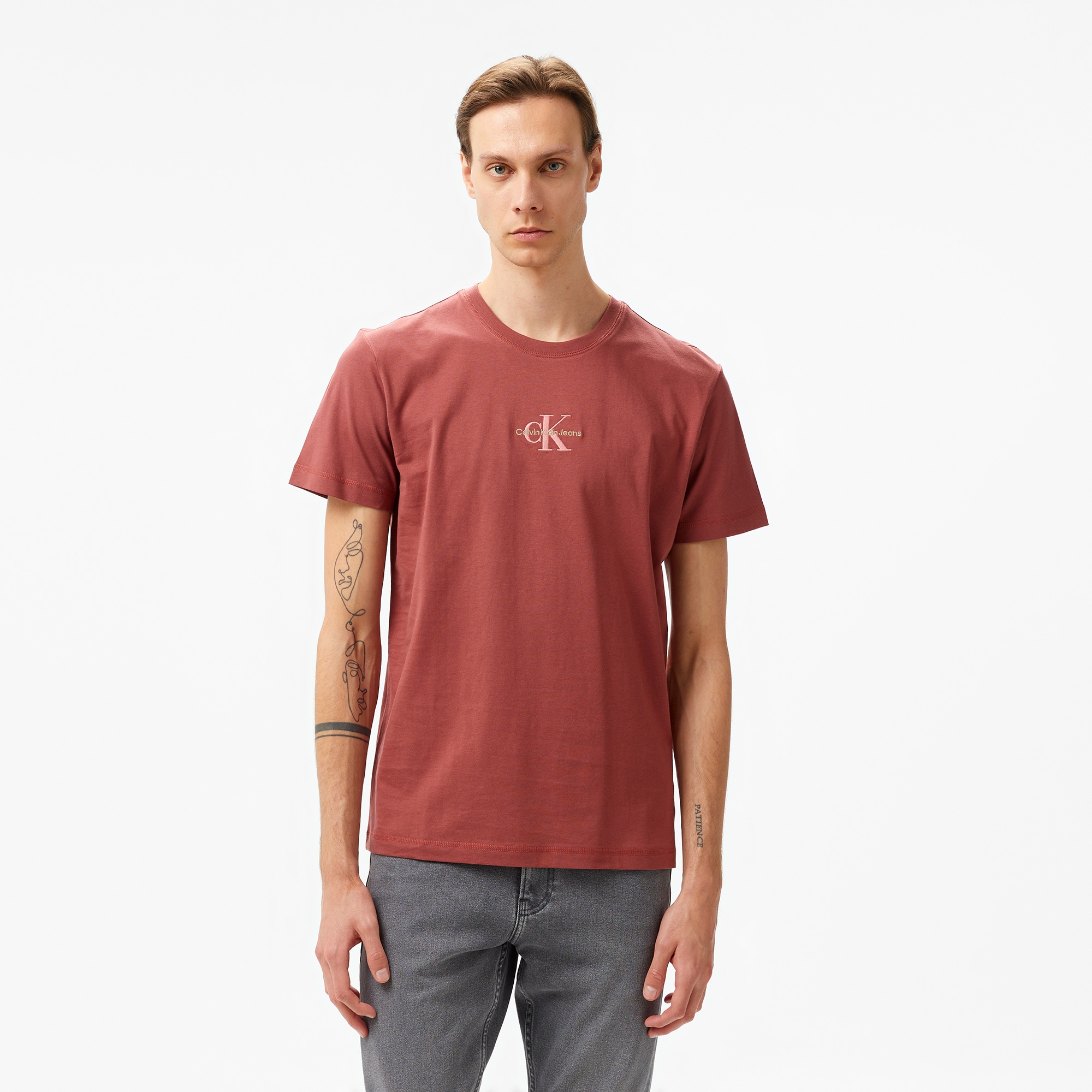 Calvin Klein Jeans Monologo Erkek Mor T-Shirt