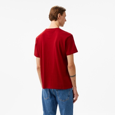  Tommy Hilfiger Jeans Gold Linear Logo Erkek Kırmızı T-Shirt