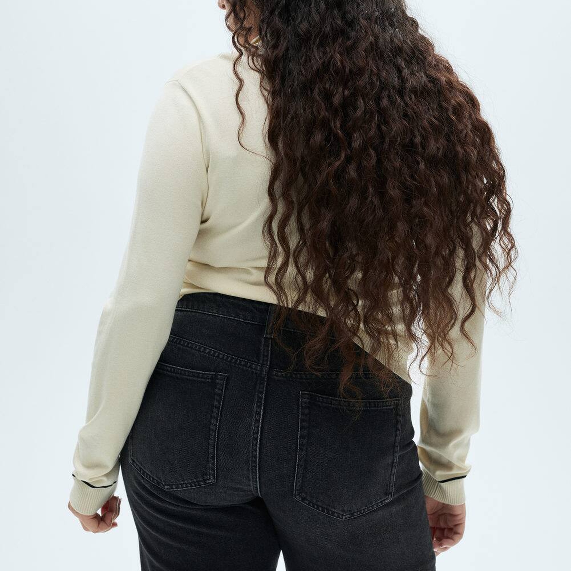 Mango Kadın Danila Wideleg Yüksek Belli Jean Pantolon Siyah Denim