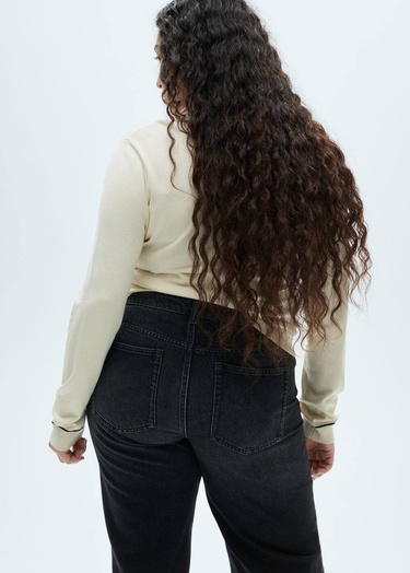  Mango Kadın Danila Wideleg Yüksek Belli Jean Pantolon Siyah Denim