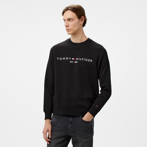  Tommy Hilfiger Tommy Logo Erkek Siyah Sweatshirt