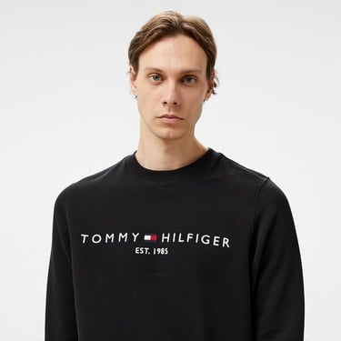  Tommy Hilfiger Tommy Logo Erkek Siyah Sweatshirt
