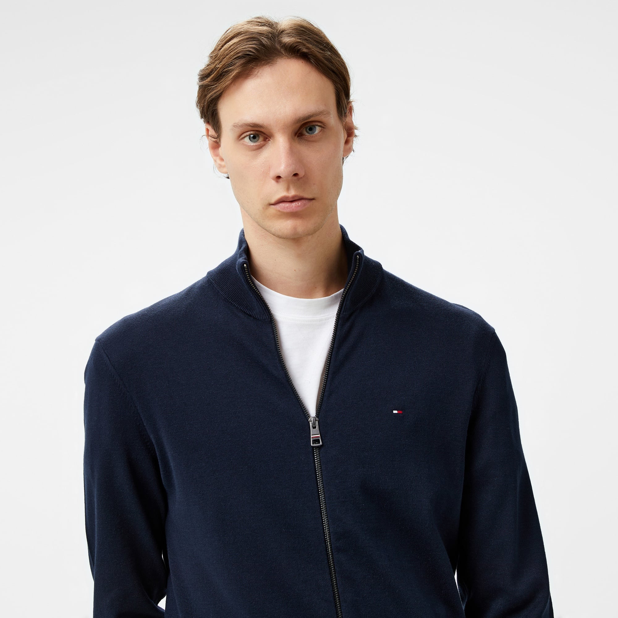 Tommy Hilfiger Tipping Zip Thru Erkek Mavi Hırka