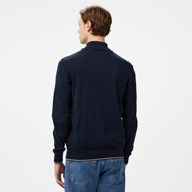  Tommy Hilfiger Tipping Zip Thru Erkek Mavi Hırka