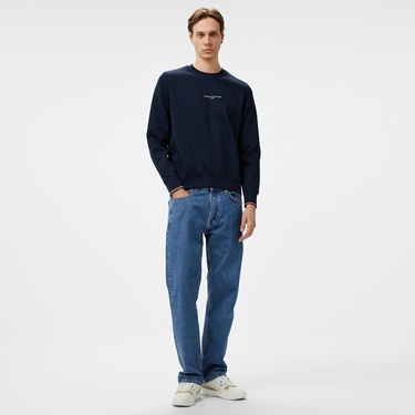  Tommy Hilfiger Tommy Logo Tipped Crewneck Erkek Lacivert Sweatshirt