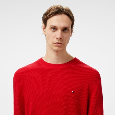  Tommy Hilfiger Structure Crew Nk Erkek Kırmızı Kazak