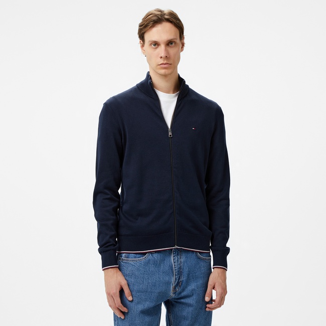  Tommy Hilfiger Tipping Zip Thru Erkek Mavi Hırka