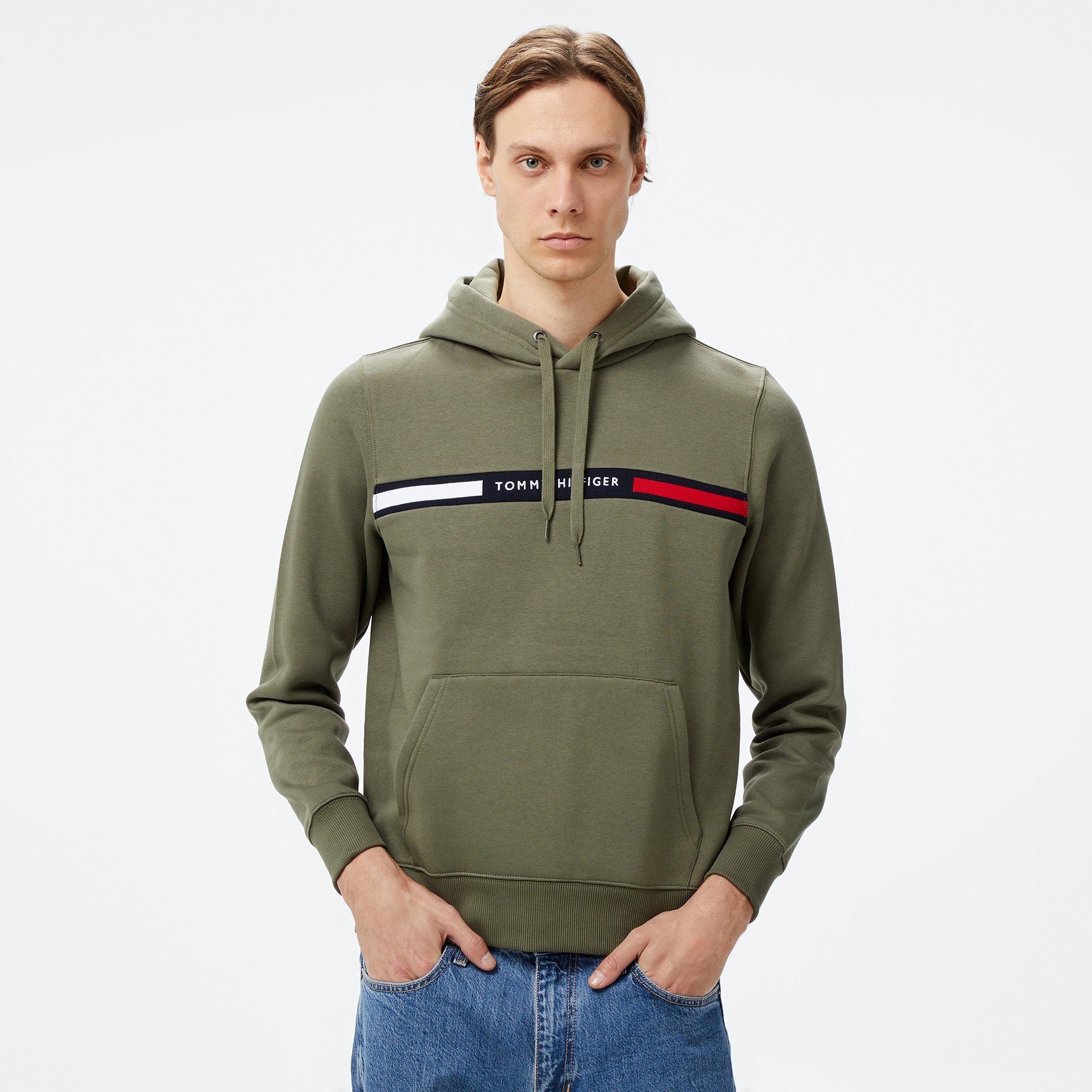 Tommy Hilfiger Hilfiger Chest insert Erkek Yeşil Hoodie