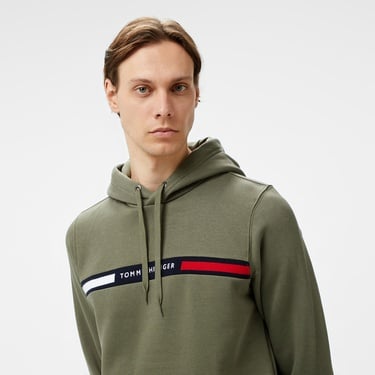  Tommy Hilfiger Hilfiger Chest insert Erkek Yeşil Hoodie