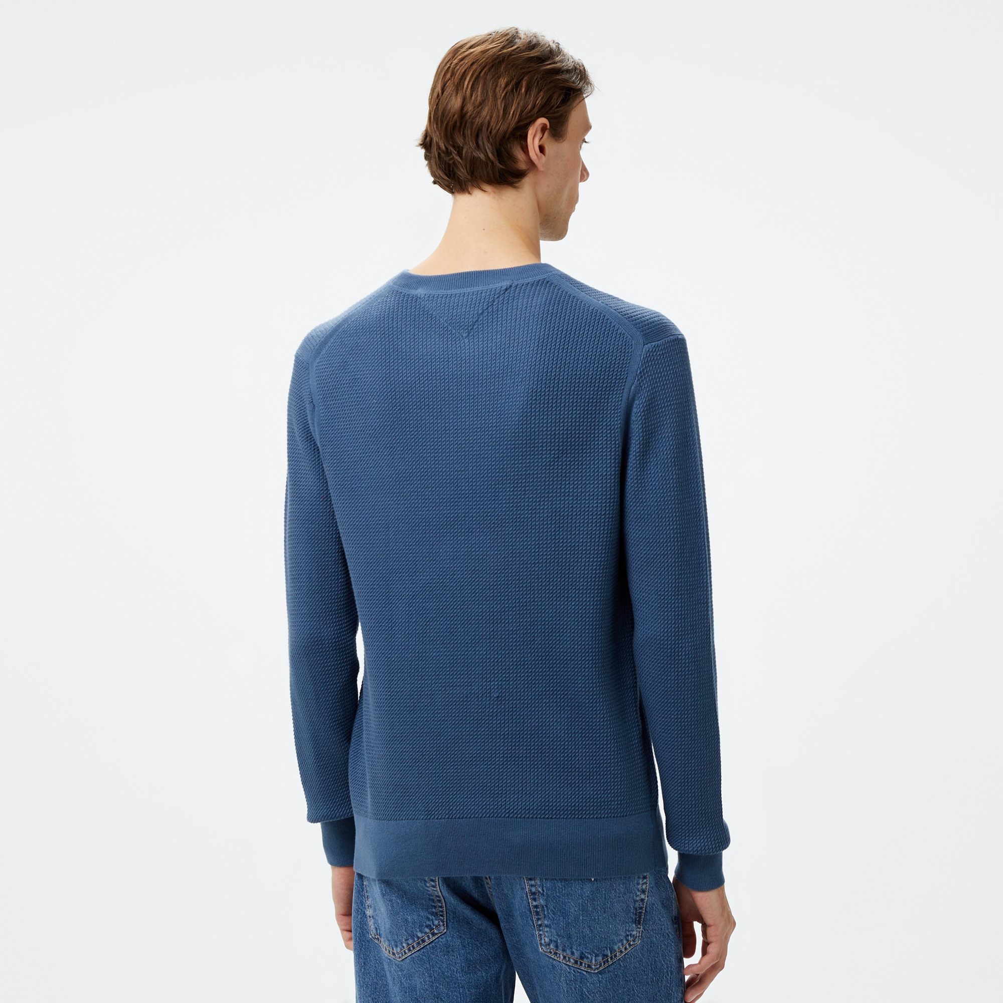 Tommy Hilfiger Structure Crew Nk Erkek Mavi Kazak