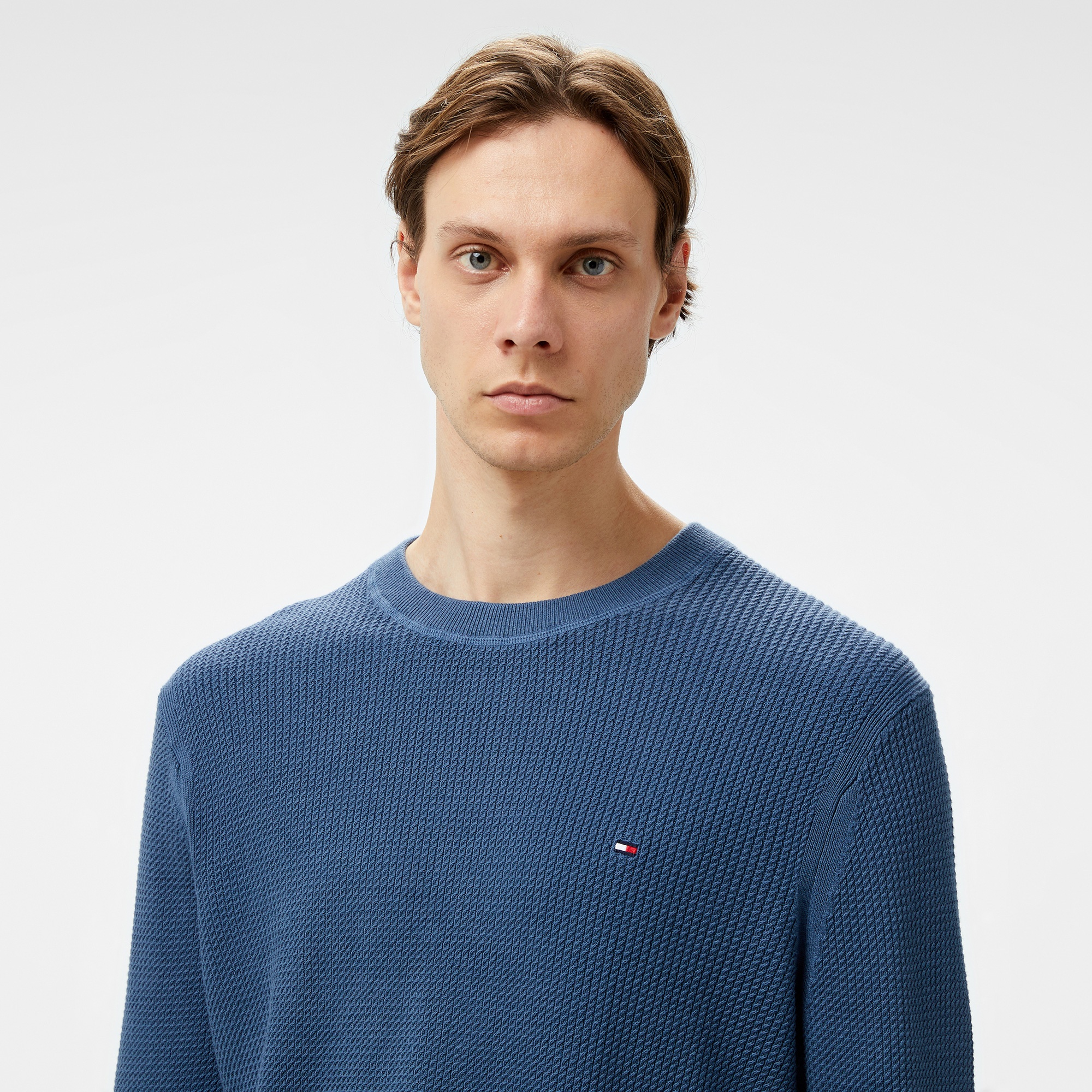 Tommy Hilfiger Structure Crew Nk Erkek Mavi Kazak