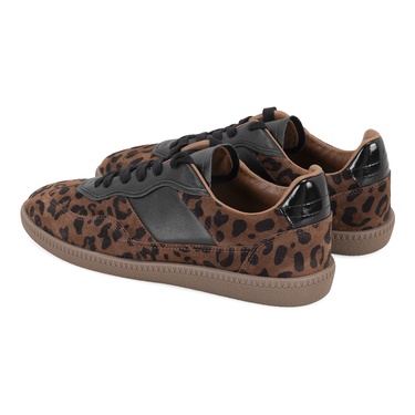  Kadın Leopar Baskılı Deri Sneaker