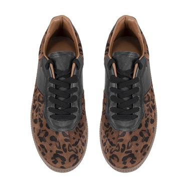  Kadın Leopar Baskılı Deri Sneaker