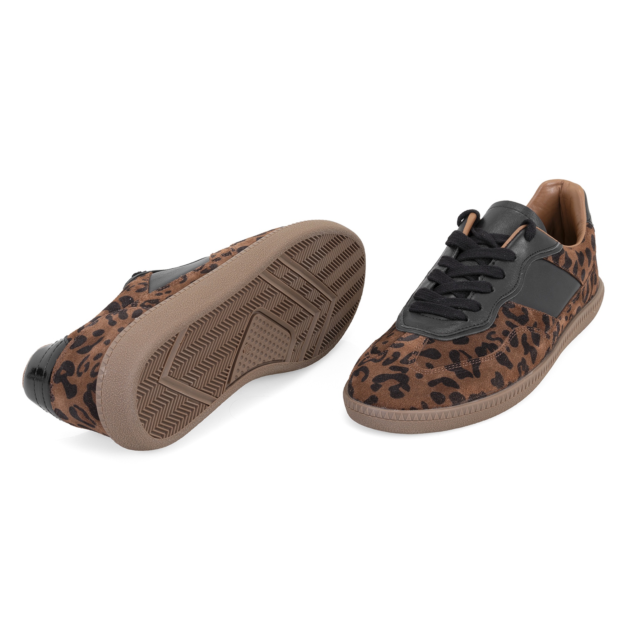 Kadın Leopar Baskılı Deri Sneaker