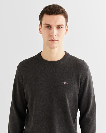  GANT Erkek Gri Regular Fit Bisiklet Yaka Kazak