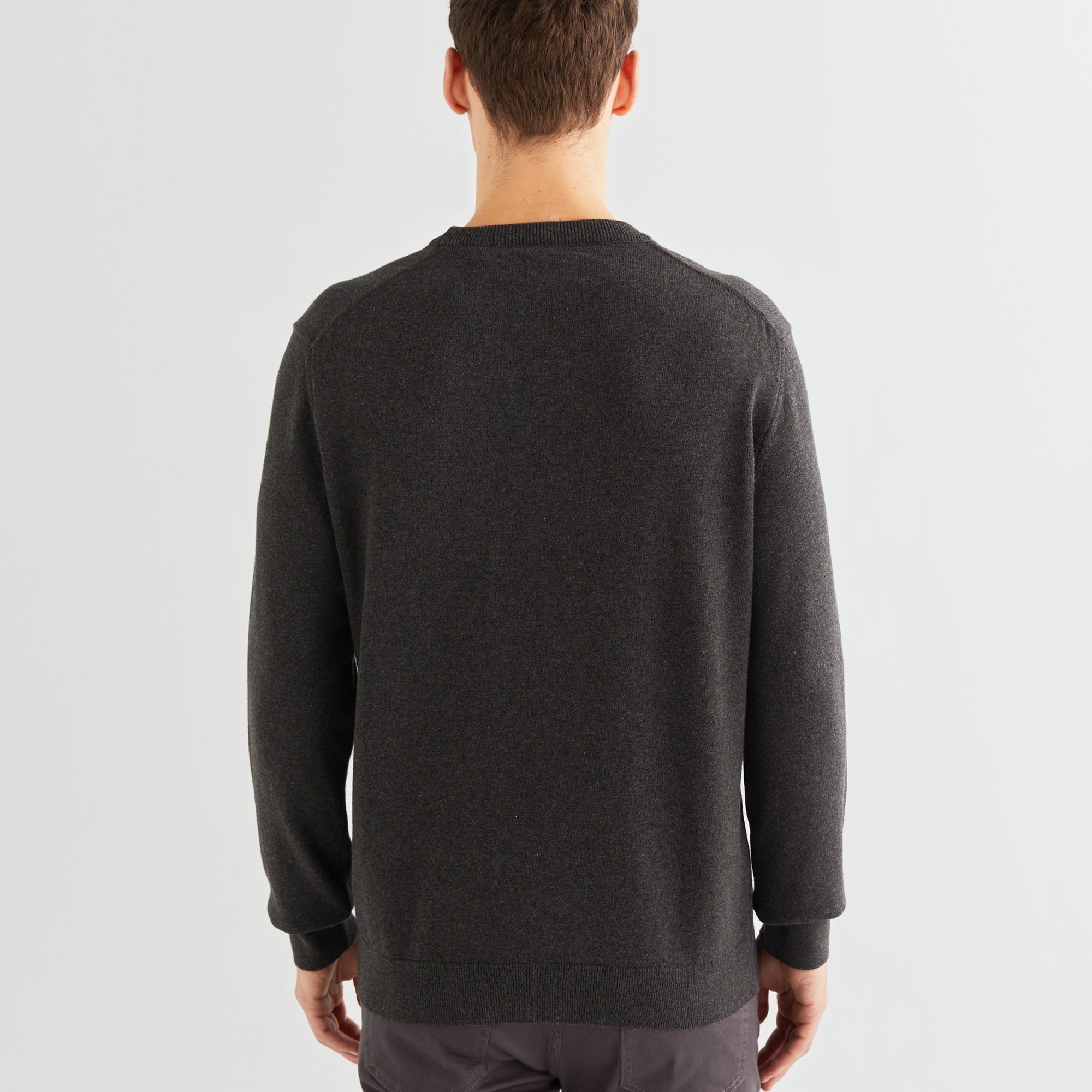 GANT Erkek Gri Regular Fit Bisiklet Yaka Kazak