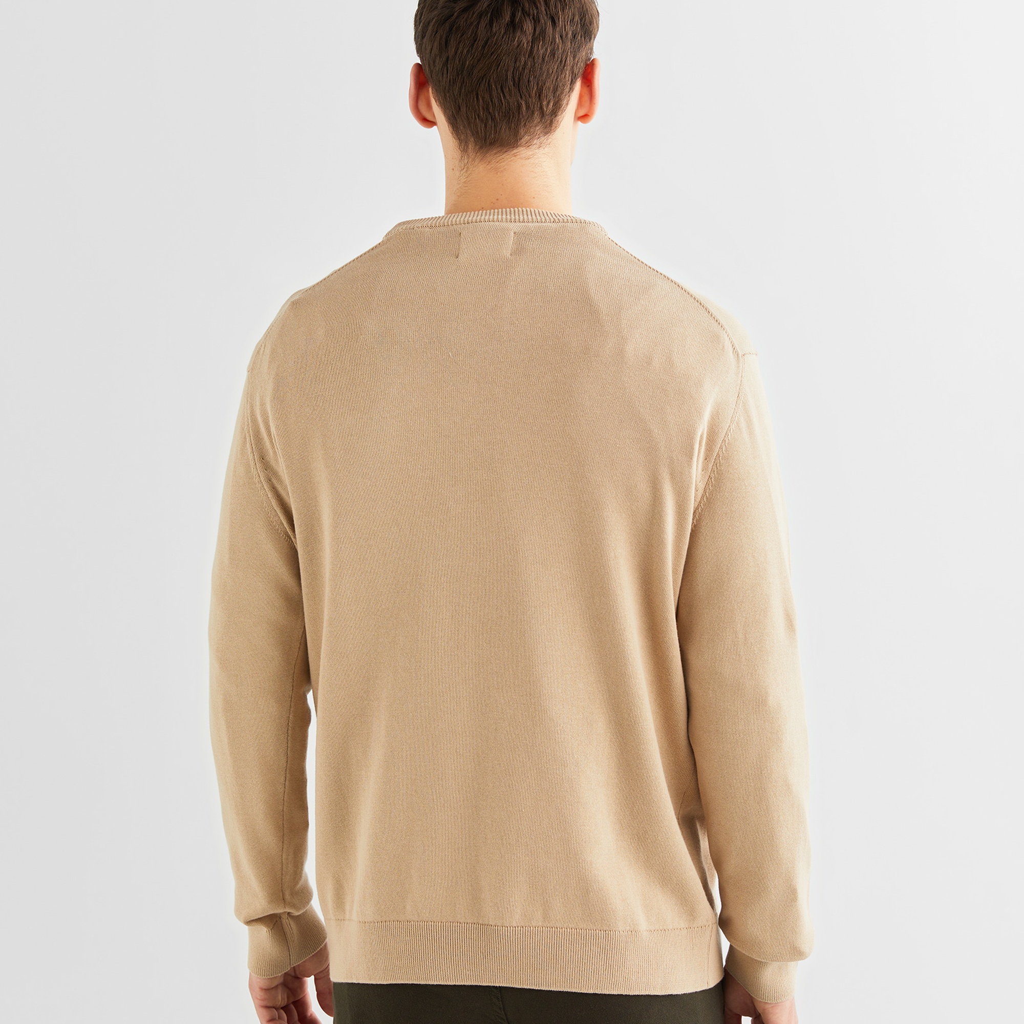 GANT Erkek Bej Regular Fit Bisiklet Yaka Kazak